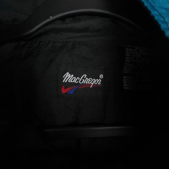 VTG Macgregor Sz L Color Block Track Windbreaker Jacket Black White Blue Zip Up - Picture 4 of 10